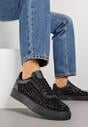 Czarne Cyrkoniowe Sneakersy na Platformie Lilaela