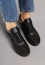 Czarne Cyrkoniowe Sneakersy na Platformie Lilaela