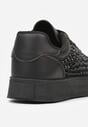 Czarne Cyrkoniowe Sneakersy na Platformie Lilaela