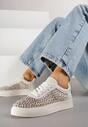 Beżowe Cyrkoniowe Sneakersy na Platformie Lilaela