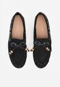 Czarne Mokasyny Ozdobione Kokardą Koralikami i Przeszyciami Clanrunner