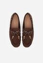 Brązowe Mokasyny Ozdobione Kokardą Koralikami i Przeszyciami Clanrunner