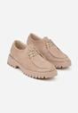 Ciemnobeżowe Półbuty Mokasyny w Stylu Boat Shoes ze Sznurowaniem Balmitar