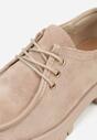 Ciemnobeżowe Półbuty Mokasyny w Stylu Boat Shoes ze Sznurowaniem Balmitar