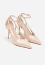 Beżowe Szpilki Lakierowane z Wycięciami Fyriana