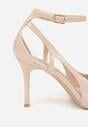 Beżowe Szpilki Lakierowane z Wycięciami Fyriana