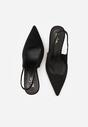 Czarne Sandały Slingback na Szpilce z Imitacji Zamszu Carilona
