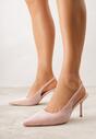 Różowe Sandały Slingback na Szpilce z Imitacji Zamszu Carilona