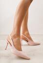 Różowe Sandały Slingback na Szpilce z Imitacji Zamszu Carilona