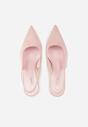 Różowe Sandały Slingback na Szpilce z Imitacji Zamszu Carilona