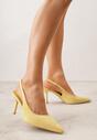 Żółte Sandały Slingback na Szpilce z Imitacji Zamszu Carilona