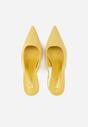 Żółte Sandały Slingback na Szpilce z Imitacji Zamszu Carilona