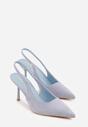 Niebieskie Sandały Slingback na Szpilce z Imitacji Zamszu Carilona