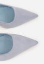Niebieskie Sandały Slingback na Szpilce z Imitacji Zamszu Carilona