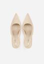Beżowe Sandały Slingback na Szpilce z Imitacji Zamszu Carilona