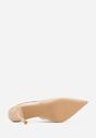 Beżowe Sandały Slingback na Szpilce z Imitacji Zamszu Carilona