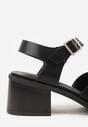 Czarne Sandały na Słupku z Geometryczną Cholewką Aiganele