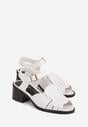 Białe Sandały na Słupku z Geometryczną Cholewką Aiganele