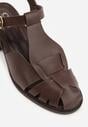 Ciemnobrązowe Sandały na Słupku Ozdobione Wycięciami Rharlan