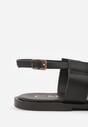 Czarne Sandały Typu Japonki Ozdobione Metaliczną Aplikacją Grynyra