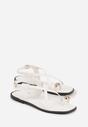 Białe Sandały Typu Japonki Ozdobione Metaliczną Aplikacją Grynyra
