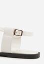 Białe Sandały Typu Japonki Ozdobione Metaliczną Aplikacją Grynyra