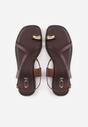 Ciemnobrązowe Sandały Typu Japonki Ozdobione Metaliczną Aplikacją Grynyra