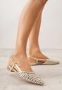 Złote Sandały z Plecioną Cholewką Triscan