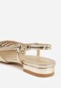 Złote Sandały z Plecioną Cholewką Triscan