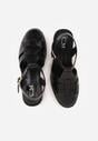 Czarne Sandały na Stożku Ozdobione Geometryczną Cholewką Peripe