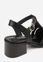 Czarne Sandały na Stożku Ozdobione Geometryczną Cholewką Peripe