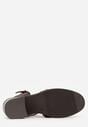 Ciemnobrązowe Sandały na Stożku Ozdobione Geometryczną Cholewką Peripe