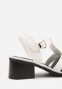 Białe Sandały na Stożku Ozdobione Geometryczną Cholewką Peripe