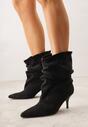 Czarne Botki na Szpilce Typu Slouchy Anitai