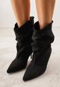 Czarne Botki na Szpilce Typu Slouchy Anitai