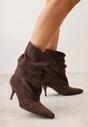 Brązowe Botki na Szpilce Typu Slouchy Anitai