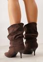 Brązowe Botki na Szpilce Typu Slouchy Anitai
