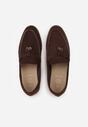 Brązowe Mokasyny z Ekozamszu Zdobione Metaliczną Zawieszką Ralselia
