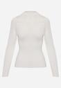 Biały Sweter z Półgolfem z Wiskozą o Dopasowanym Kroju Zdobiony Koronką Oceanus