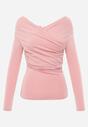 Różowa Marszczona Bluzka z Bawełną i Dekoltem w Łódkę Orinlia