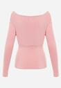Różowa Marszczona Bluzka z Bawełną i Dekoltem w Łódkę Orinlia