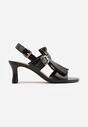 Czarne Sandały na Słupku z Frędzlami z Przodu Cahriana