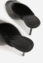 Czarne Klapki na Szpilce z Wyciętą Cholewką Ariesona