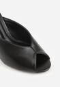 Czarne Klapki na Szpilce z Wyciętą Cholewką Ariesona