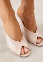 Beżowe Klapki na Szpilce z Wyciętą Cholewką Ariesona