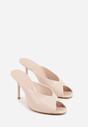 Beżowe Klapki na Szpilce z Wyciętą Cholewką Ariesona