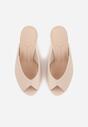 Beżowe Klapki na Szpilce z Wyciętą Cholewką Ariesona