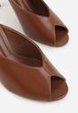 Brązowe Klapki na Szpilce z Wyciętą Cholewką Ariesona