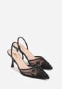 Czarne Transparentne Sandały na Szpilce Ozdobione Koronką  Thetune