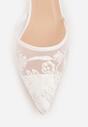 Białe Transparentne Sandały na Szpilce Ozdobione Koronką  Thetune